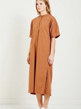 Brown Maxi Dress with Short Sleeves
